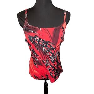 T.H.E. swimwear ladies size 12 adj straps vents gypsy goth tropical‎ tankini